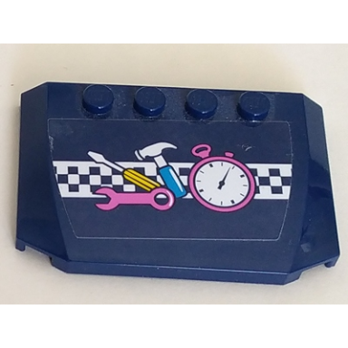 dark blue wedge 4 x 6 x 2 3 triple curved with stopwatch tools and checkered stripe pattern sticker - set 41348