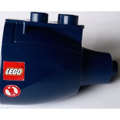 dark blue duplo airplane large engine housing with lego logo and red people prohibited sign pattern model left side stickers - sets 7840 7843