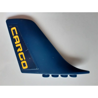 dark blue duplo airplane large tail 1 x 9 x 5 with yellow cargo pattern on both sides stickers - set 7843