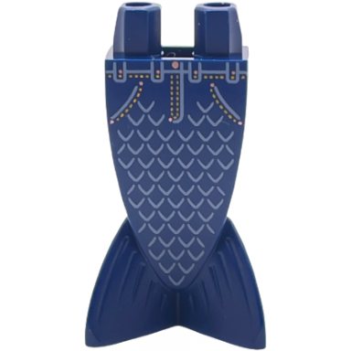 dark blue tail mermaid merman straight with sand blue scales denim pockets copper buttons and bright light orange stitching pattern bam