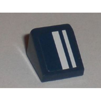 dark blue slope 30 1 x 1 x 2 3 with white stripes pattern model right side sticker - set 8194