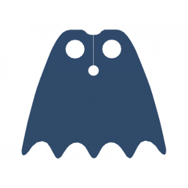dark blue minifigure cape cloth with top holes and scalloped 5 points bottom batman long circle neck cut - traditional starched fabric