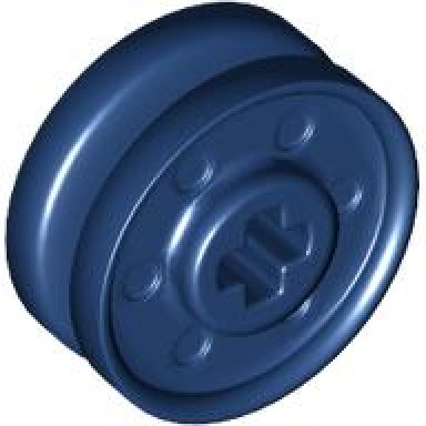 dark blue wheel 18mm d x 8mm with fake bolts and shallow spokes and axle hole