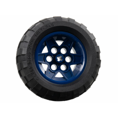 dark blue wheel 43.2mm d x 26mm technic racing small 6 pin holes with black tire 68.7 x 34 r 56908 61480