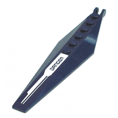 dark blue hinge plate 3 x 12 with angled side extensions and tapered ends with danger on white background pattern sticker - set 8103