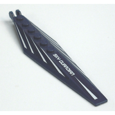 dark blue hinge plate 3 x 12 with angled side extensions and tapered ends with sky guardian and white lines pattern stickers - set 8103