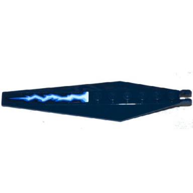 dark blue hinge plate 3 x 12 with angled side extensions and tapered ends with blue and white lightning on transparent background pattern type 2 sticker - set 70602