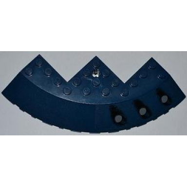 dark blue brick round corner 10 x 10 with slope 33 edge axle hole facet cutout with 3 launch tubes pattern model right sticker - set 8018