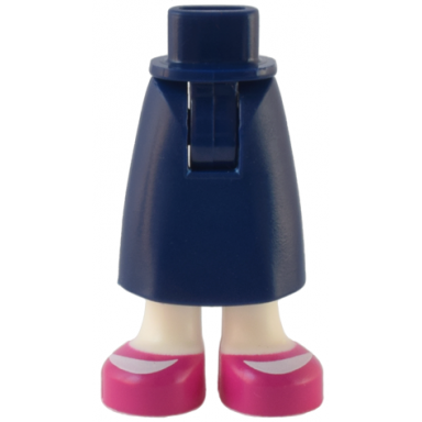 dark blue mini doll hips and skirt long with molded white legs and printed magenta shoes pattern - thick hinge