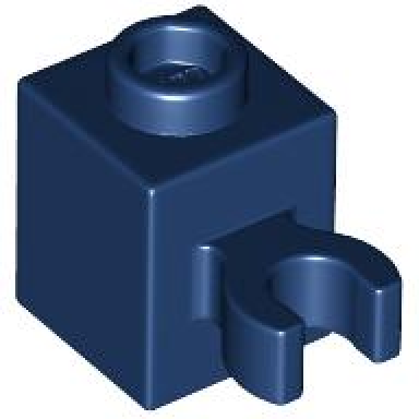 dark blue brick modified 1 x 1 with open o clip vertical grip - hollow stud