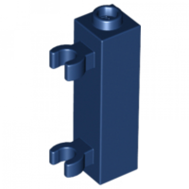 dark blue brick modified 1 x 1 x 3 with 2 clips vertical grip - hollow stud