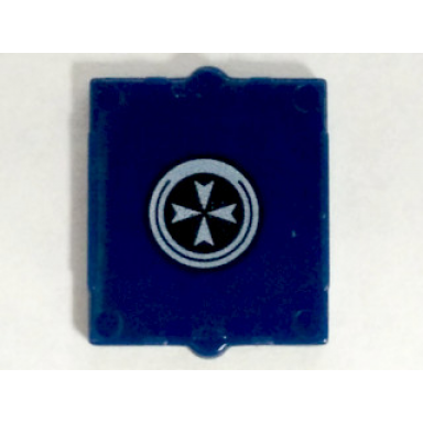dark blue glass for window 1 x 2 x 2 flat front with black and white st john ambulance logo pattern