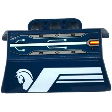 dark blue technic panel engine block half side intake with white stripes horse head and circuitry pattern model left side stickers - set 70312