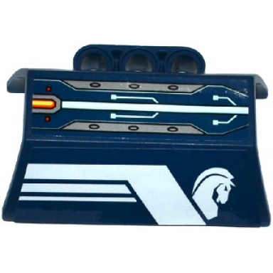 dark blue technic panel engine block half side intake with white stripes horse head and circuitry pattern model right side stickers - set 70312