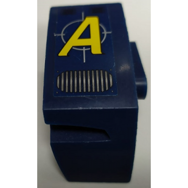 dark blue technic panel car mudguard right with yellow letter a agents logo air vent pattern sticker - set 8636