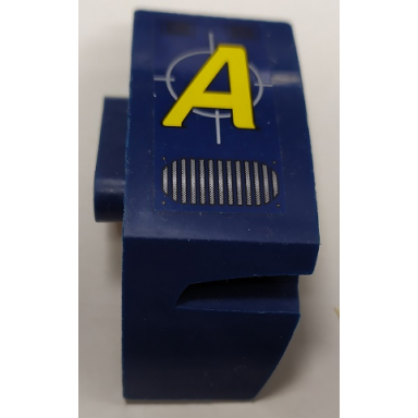 dark blue technic panel car mudguard left with yellow letter a agents logo air vent pattern sticker - set 8636