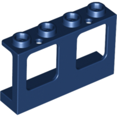 dark blue window 1 x 4 x 2 plane single top hole and single bottom hole for glass