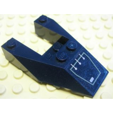 dark blue wedge 6 x 4 cutout with stud notches with silver circuitry left foot pattern sticker - set 7703
