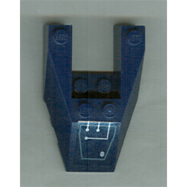 dark blue wedge 6 x 4 cutout with stud notches with silver circuitry right foot pattern sticker - set 7703