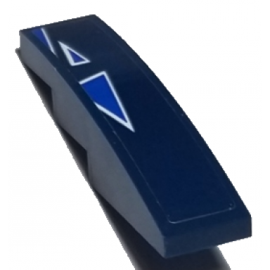dark blue slope curved 4 x 1 with blue and white triangles on dark blue background pattern model right side sticker - set 75885