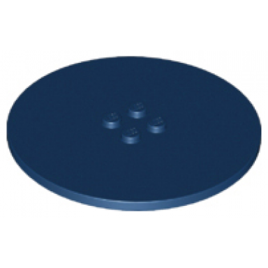 dark blue tile round 8 x 8 with 4 studs in center