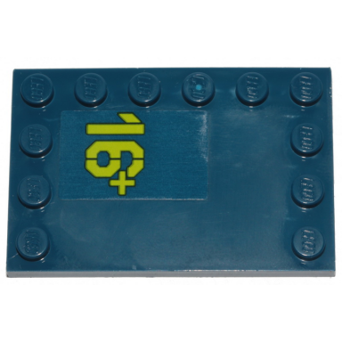 dark blue tile modified 4 x 6 with studs on edges with lime 16 pattern model left side sticker - set 70839