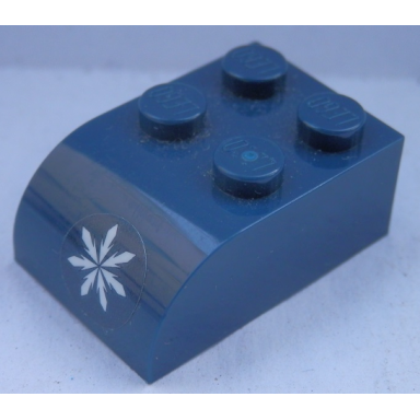 dark blue slope curved 3 x 2 with 4 studs with white snowflake on dark blue background pattern sticker - set 41321