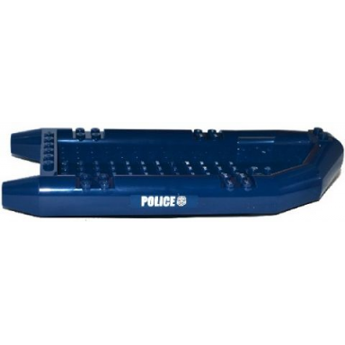 dark blue boat rubber raft large with white police and silver police badge pattern on both sides stickers - set 60069