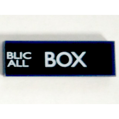 dark blue tile 1 x 3 with white blic all and box police public call box on black background pattern right side
