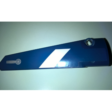 dark blue technic panel fairing 6 long smooth side b with white stripe and door handle pattern sticker - set 41999