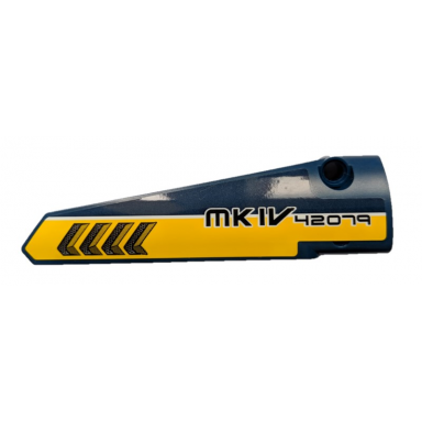 dark blue technic panel fairing 6 long smooth side b with thick yellow line air ventilation slots and mk iv 42079 pattern sticker - set 42079