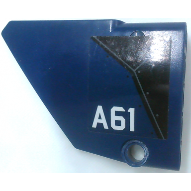 dark blue technic panel fairing 13 large short smooth side a with black hull plates and white a61 pattern sticker - set 76126