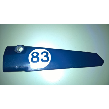 dark blue technic panel fairing 5 long smooth side a with 83 in white circle pattern sticker - set 41999