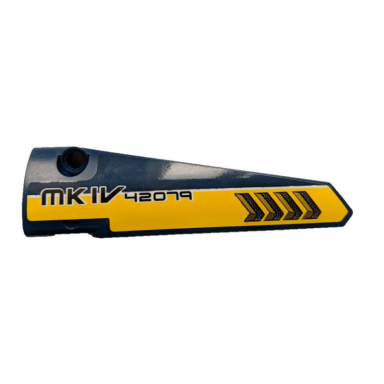 dark blue technic panel fairing 5 long smooth side a with thick yellow line air ventilation slots and mk iv 42079 pattern sticker - set 42079