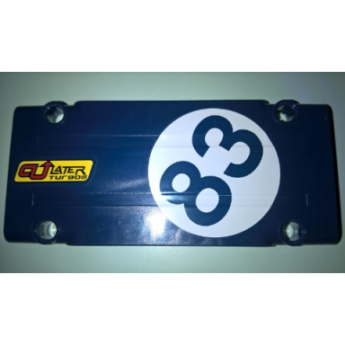 dark blue technic panel plate 5 x 11 x 1 with c u later turbos and 83 in white circle pattern model left side stickers - set 41999