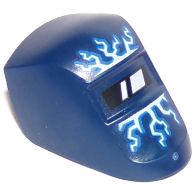dark blue minifigure visor welding with lightning blue and white pattern