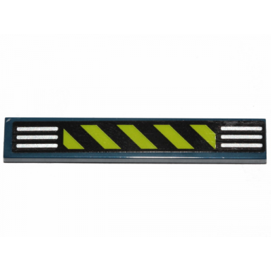 dark blue tile 1 x 6 with lime diagonal and white horizontal stripes pattern sticker - set 70835
