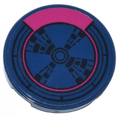 dark blue tile round 3 x 3 with black and magenta radar cosmic energy power emblem pattern sticker - set 76316