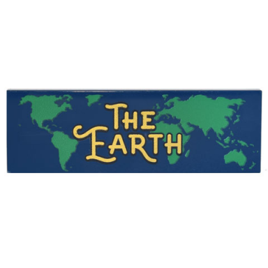 dark blue tile 2 x 6 with gold the earth and green world map pattern
