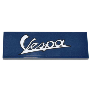 dark blue tile 2 x 6 with white script vespa logo pattern sticker - set 10298