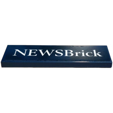 dark blue tile 2 x 6 with white newsbrick pattern sticker - set 910034