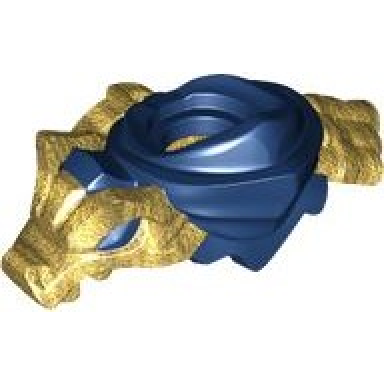 dark blue minifigure armor shoulder pads and scarf with molded pearl gold dragon head tail and scabbard for 2 katanas pattern
