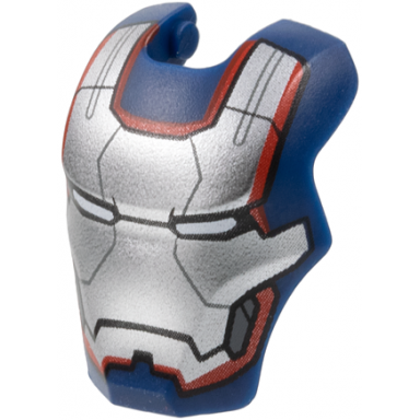 dark blue minifigure visor top hinge large with silver face shield with red border white eyes dark bluish gray trim on cheeks pattern