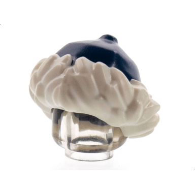 dark blue minifigure headgear hat with white fur lining pattern