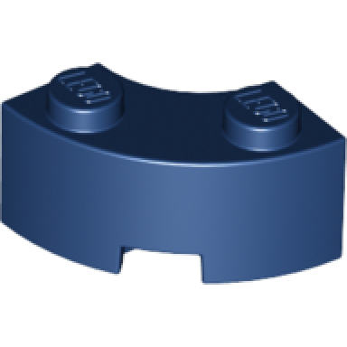 dark blue brick round corner 2 x 2 macaroni with stud notch and reinforced underside