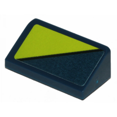 dark blue slope 30 1 x 2 x 2 3 with lime triangle on dark blue background pattern sticker - set 70835
