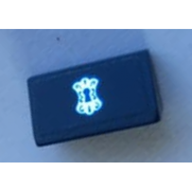 dark blue slope 30 1 x 2 x 2 3 with silver keyhole plate pattern sticker - set 41344