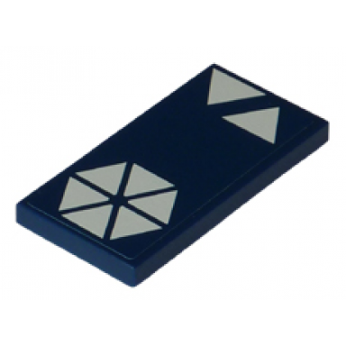 dark blue tile 2 x 4 with 8 white triangles pattern sticker - set 8086