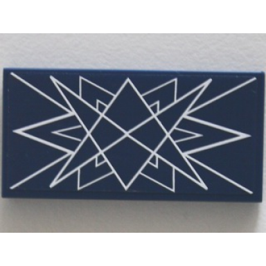 dark blue tile 2 x 4 with white symmetrical lines on transparent background pattern sticker - set 10237