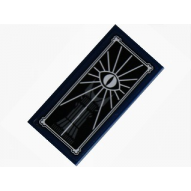 dark blue tile 2 x 4 with drawing of barad-dã»r and the eye of sauron pattern sticker - set 10237